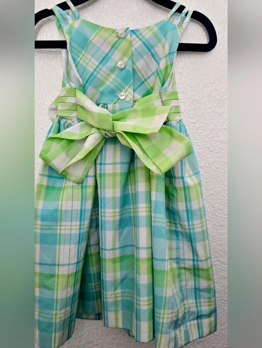 Bonnie Jean Toddler's Pastel Colored Plaid Bow Sundress- Size 2T